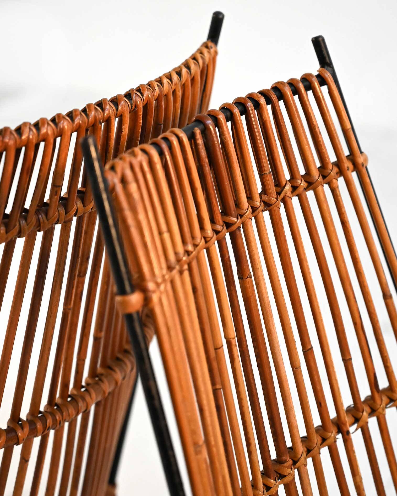 Pair of Rattan and Metal Chairs, 1960s