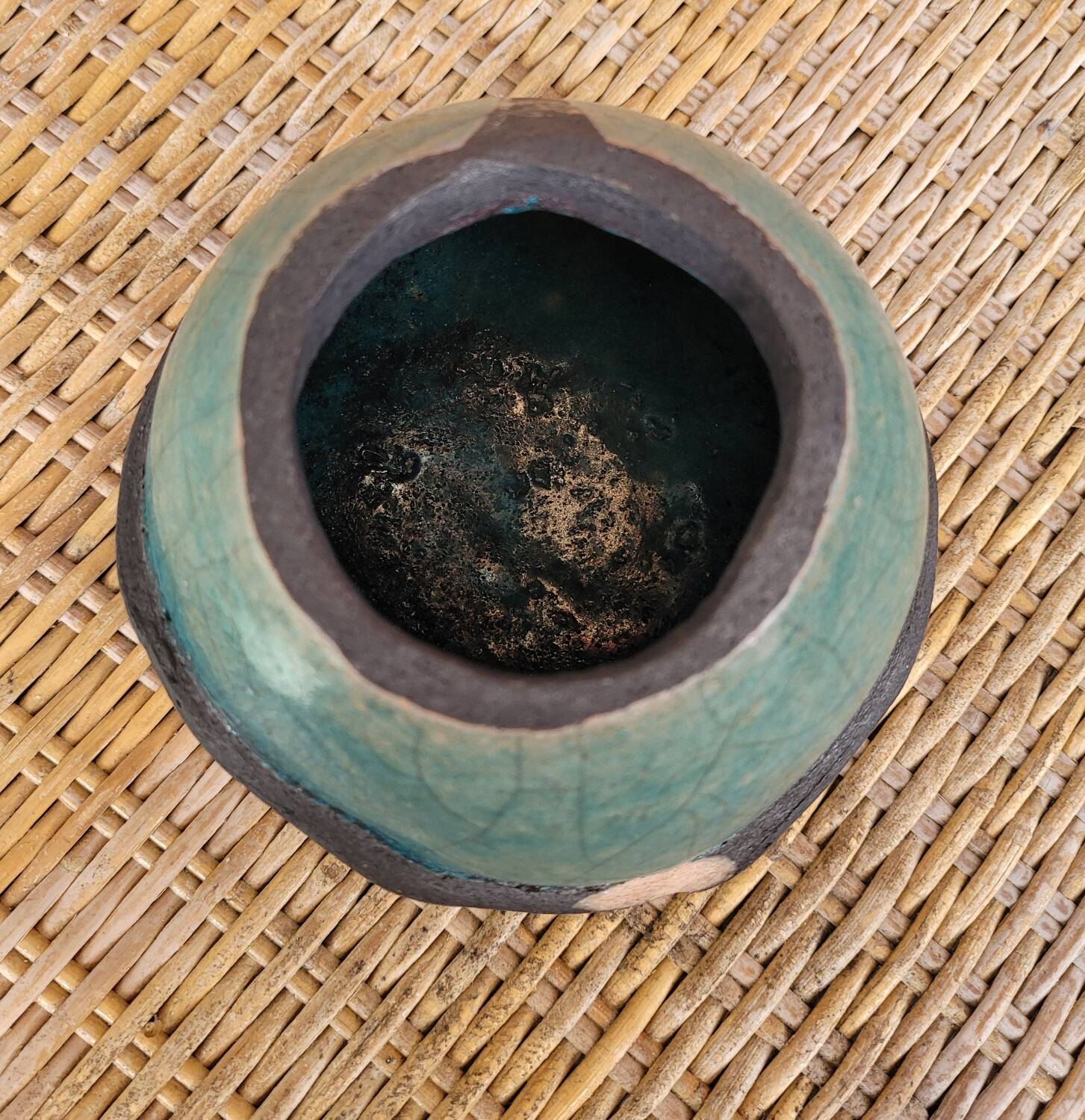 Raku ball vase