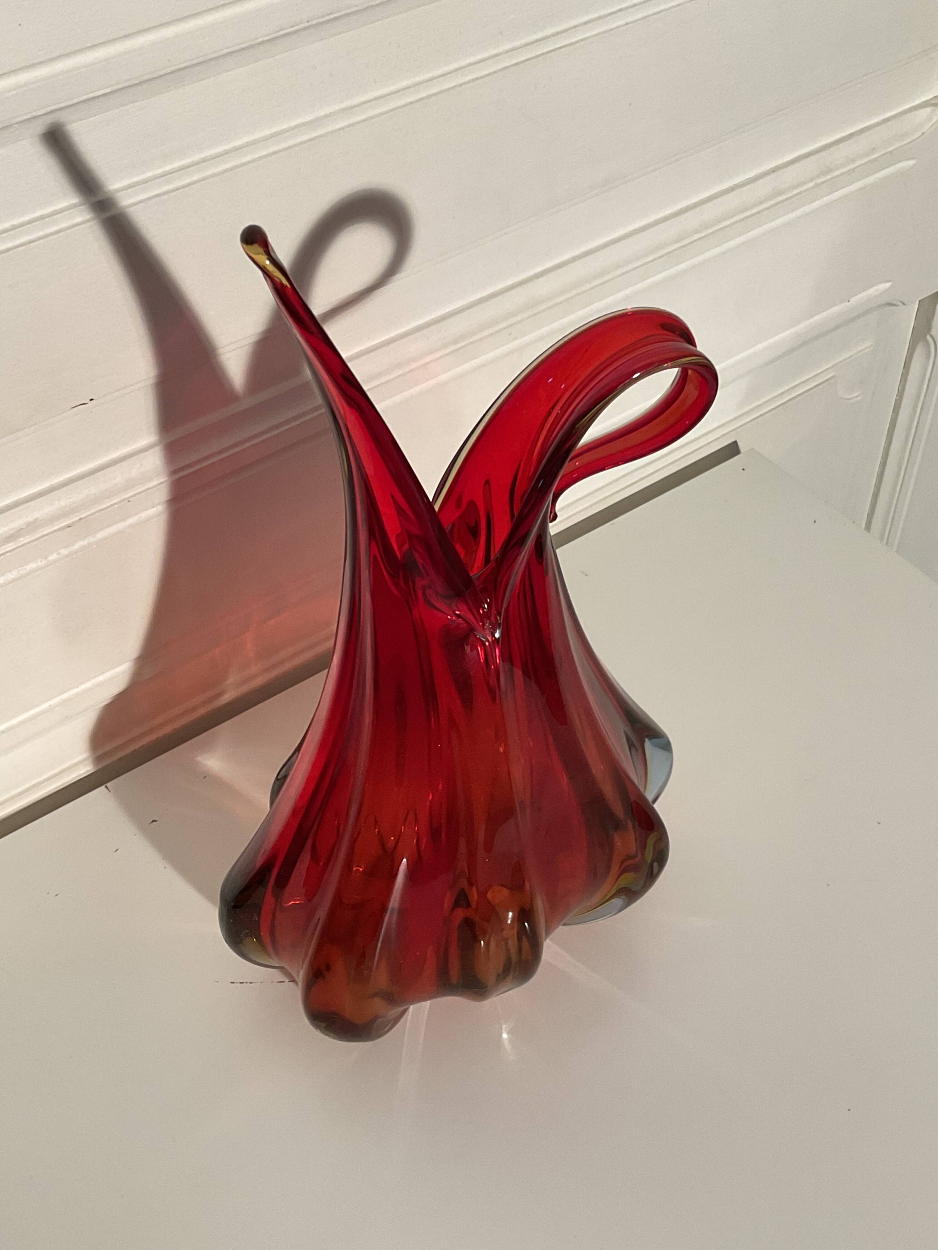 Large 1960 Murano Glass Vase/Pitcher from Barovier & Toso Italy