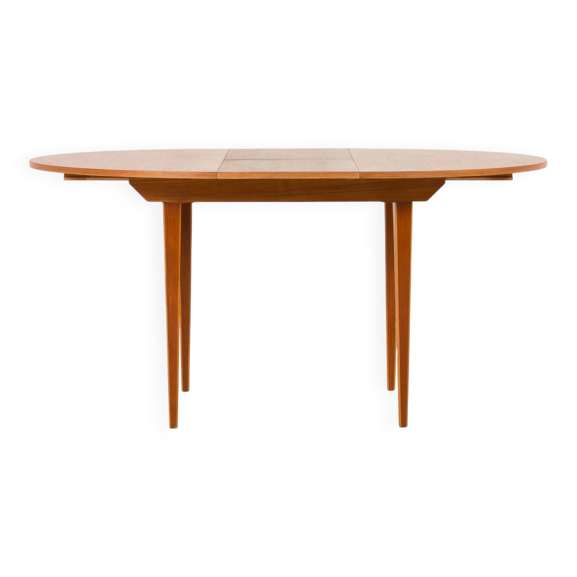 Scandinavian round teak table with hidden extension, 1970s