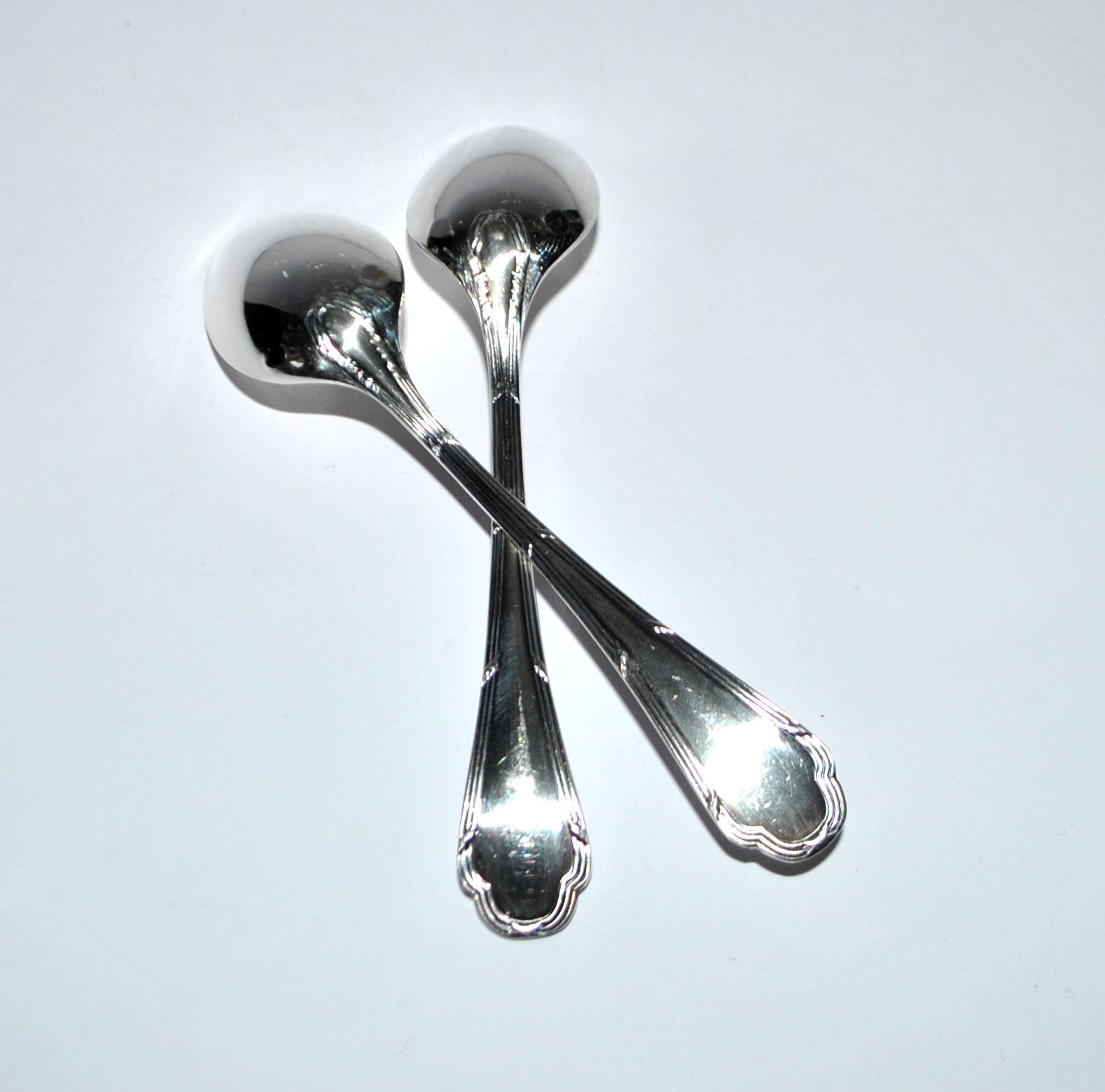 Ercuis set of 2 moka teaspoons Trianon in silver-plated metal with crossed ribbon 11 cm