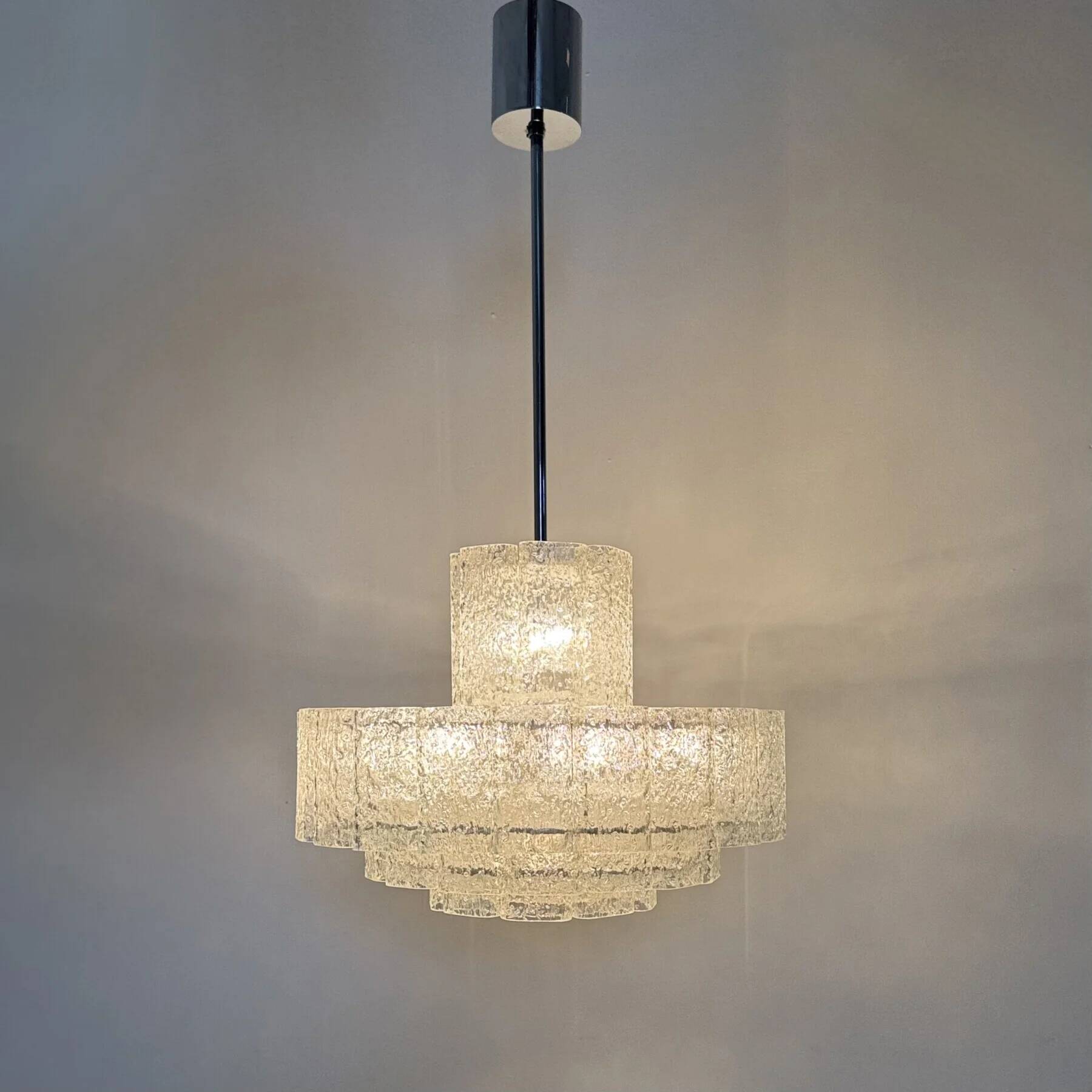 Mid-century design Doria Leuchten glass chandelier, 1970s