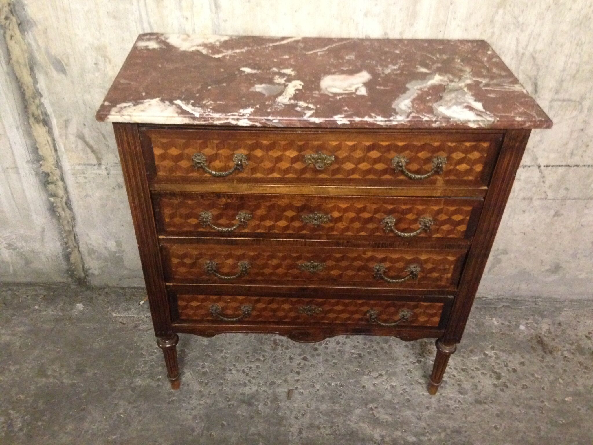 Louis XVI 19th style dresser inlaid
