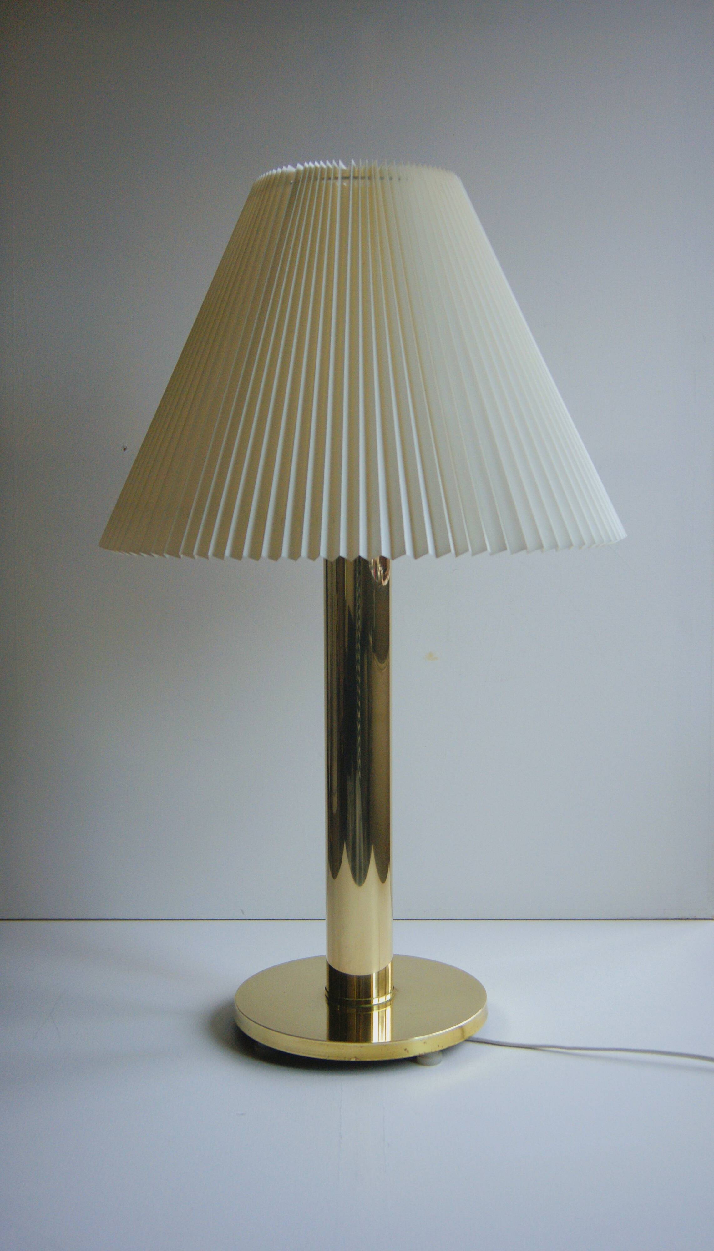 Giant vintage brass table lamp in cylindrical column design. Denmark 1960s
