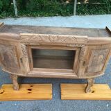 Vitrine vaisselier vintage en bois massif art déco 1940