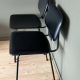 Metal chair and black faux leather, 1950s.