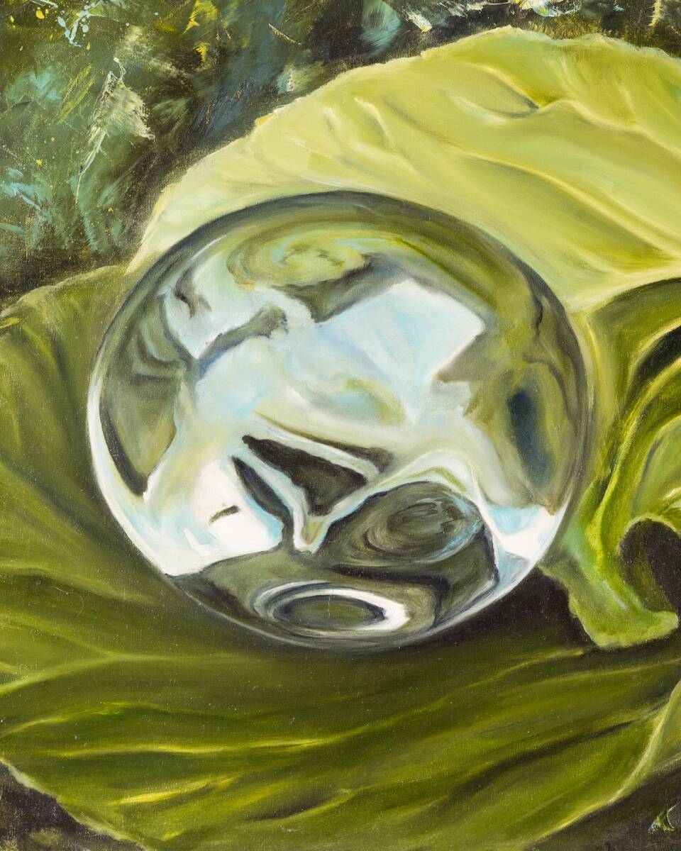 Oil painting on canvas title “palla di vetro” marble series year 2017