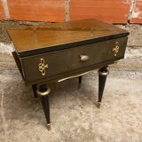 Antique Nightstand N252 Drawer Lacquered Wood Mid 20th Century Vintage