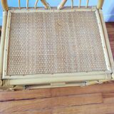Paire de tables de chevets vintage en rotin clair