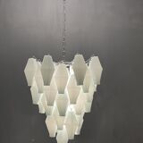 White murano glass polyhedra chandelier, 1970s