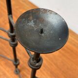 Mid-century brutalist extendable wrought iron floor chandelier, 1960s.