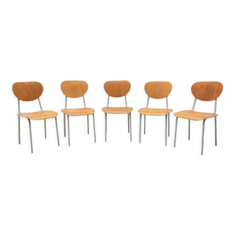 Vintage school chairs, Czechoslovakia, 1970´s, set of 5