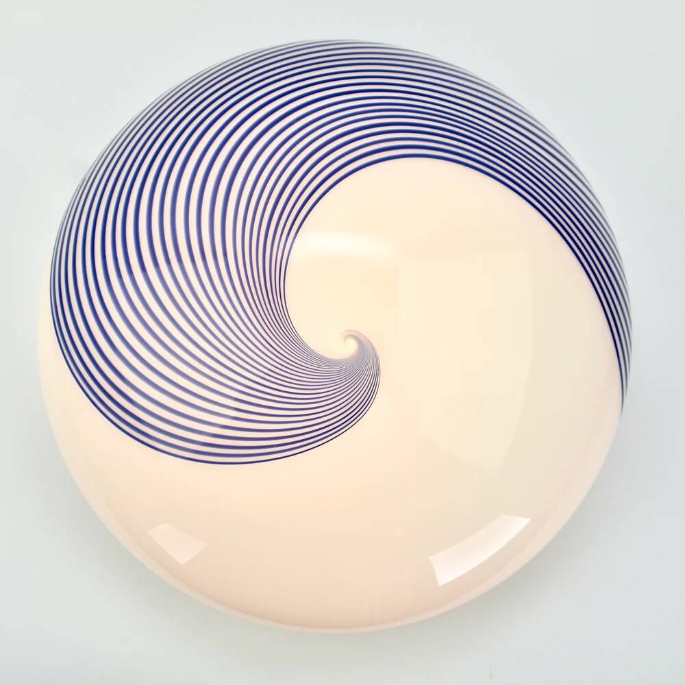 Vintage Murano glass cobalt blue swirl flush mount