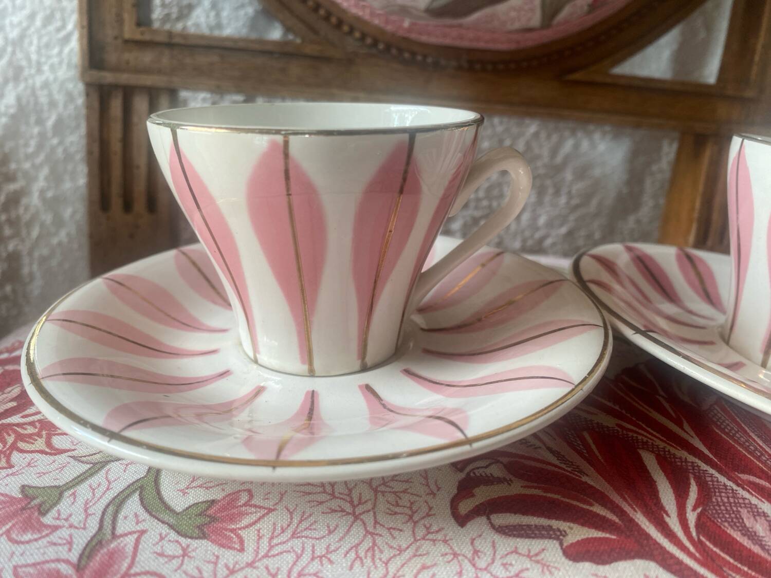 Set of 2 vintage Digoin coffee cups