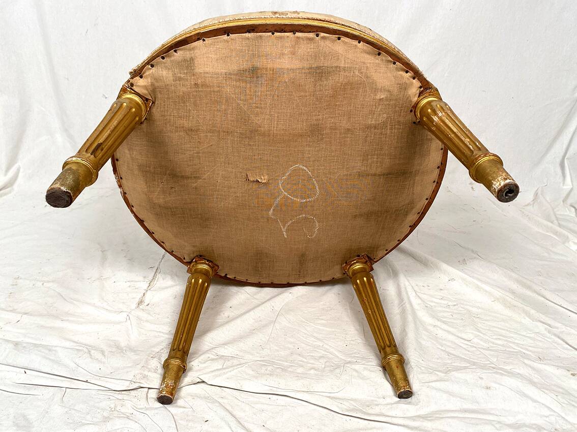 Louis XVI style gilded wood armchair, late 19th or early 20th century