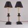 Pair antique candlestick table lamps Aesthetic Movement iron brass 1890s UK
