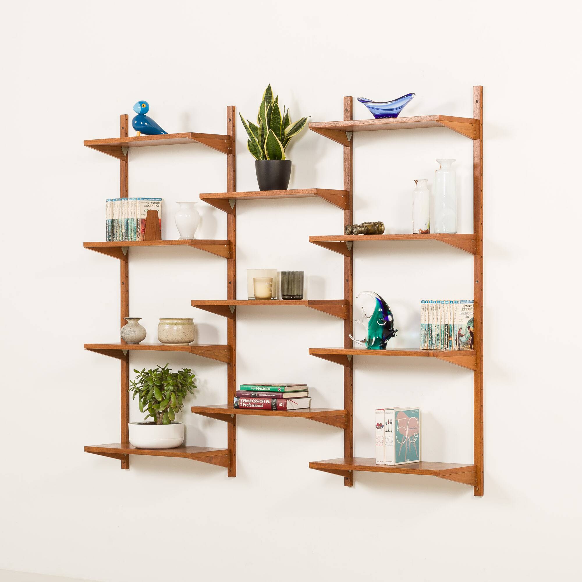 Preben Sorensen, PS System shelving unit on wooden brackets, 1960s