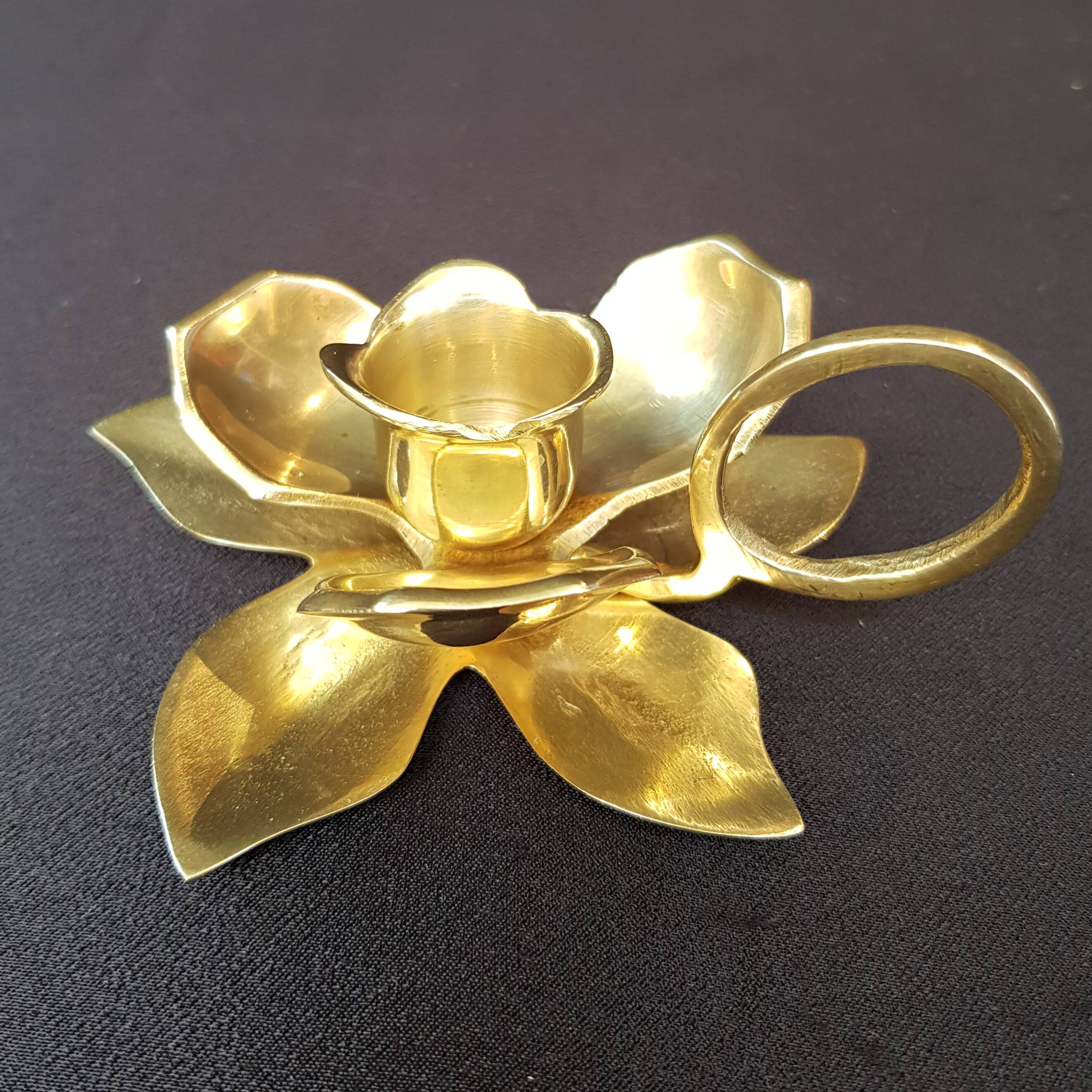 Small brass flower candle holder