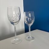 Set of 6 Engraved Crystal Wine Glasses, Spike Pattern | Vintage Elegance v