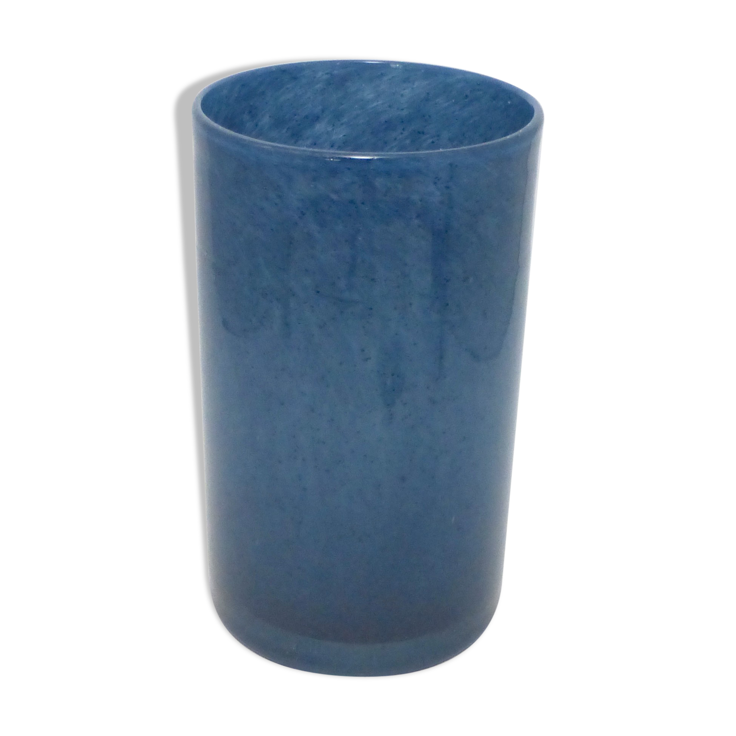 Vase double-layer glass roller vase blue 1980
