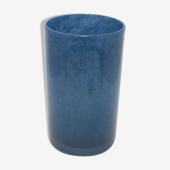 Vase double-layer glass roller vase blue 1980