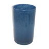 Vase rouleau en verre double couche bleu 1980
