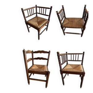 Lot de 4 Assises en paille,