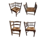 Set of 4 straw seats, turned legs in Bobin style.