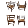 Set of 4 straw seats, turned legs in Bobin style.