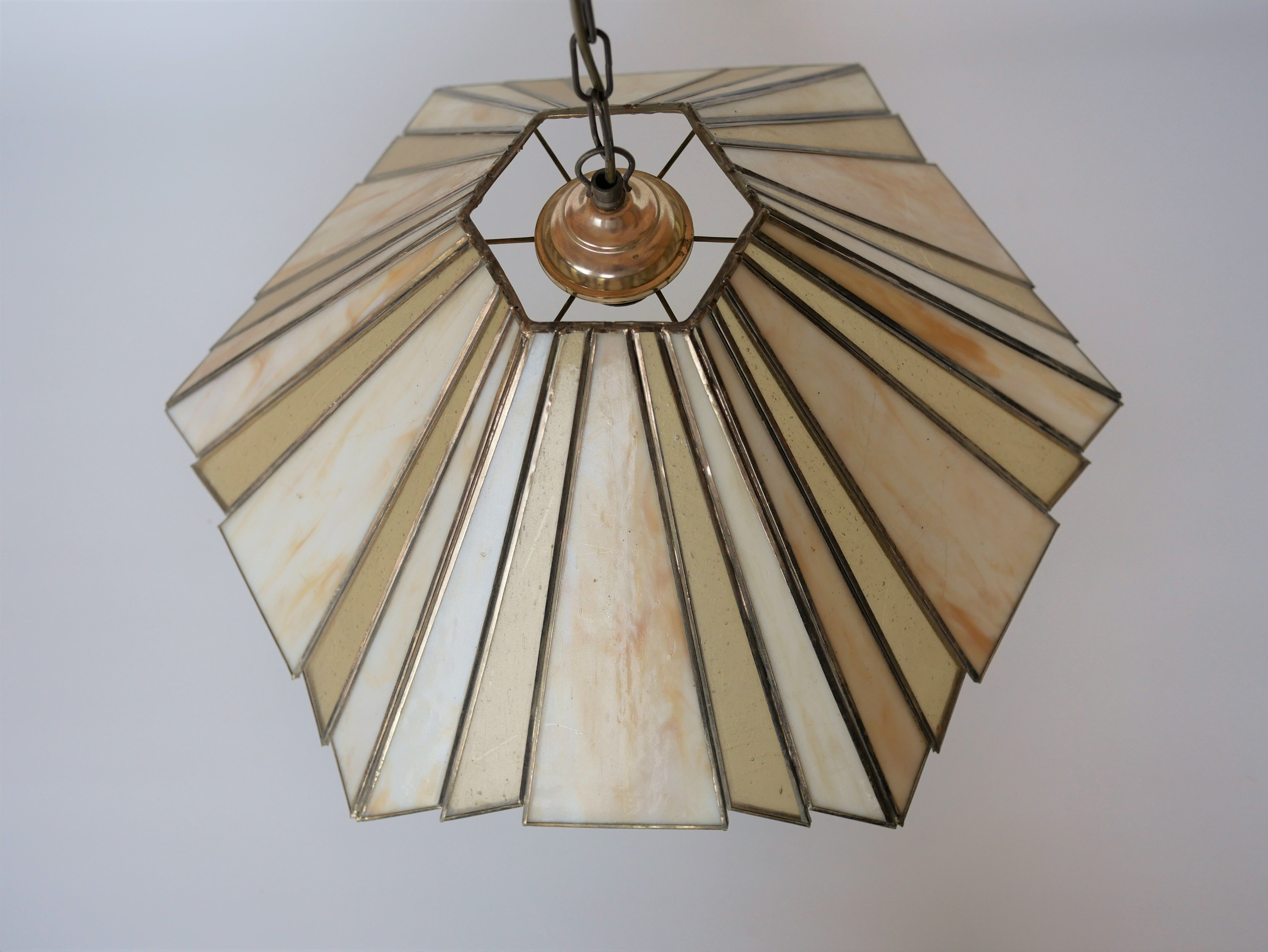 Suspension art déco vintage en verre Tiffany