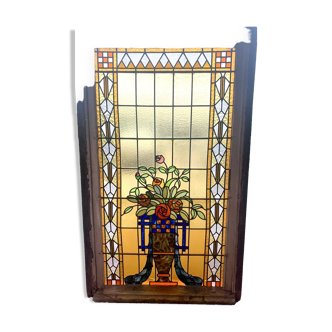 20th century Art Deco stained glass panel