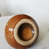 Vase vintage en céramique brune : décoration bohème yougoslave des années 1970