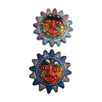 2 Mexican ceramic masks