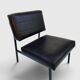 Modernist armchair in black faux leather and metal – 1960s