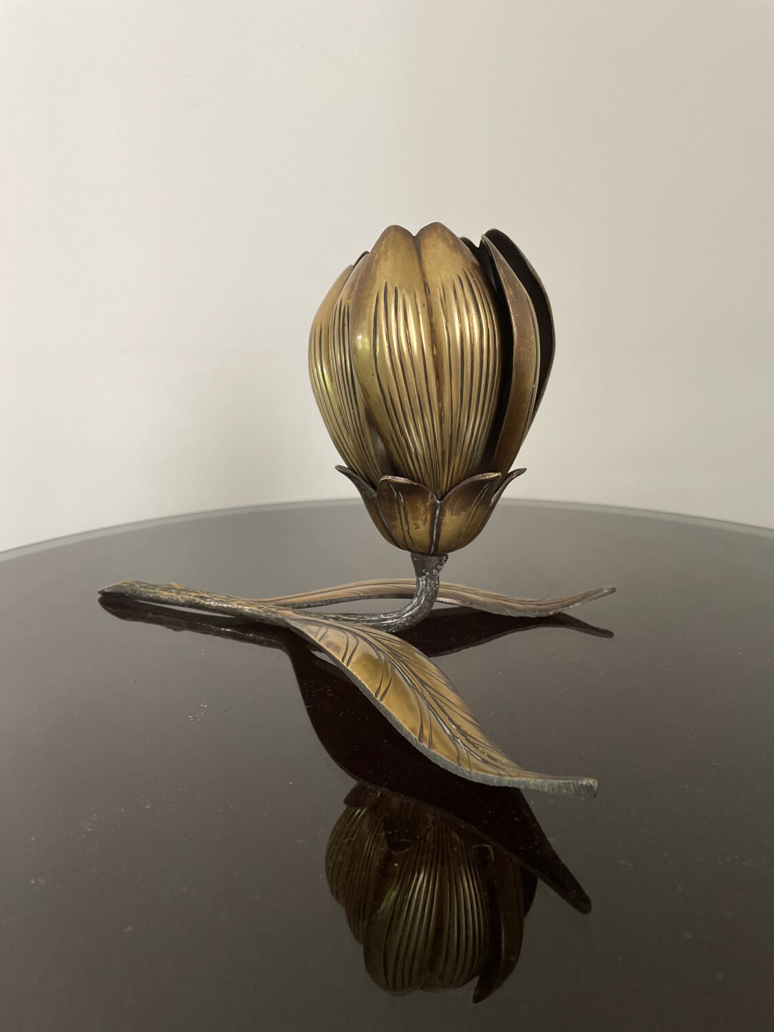 Vintage brass flower ashtray 1970