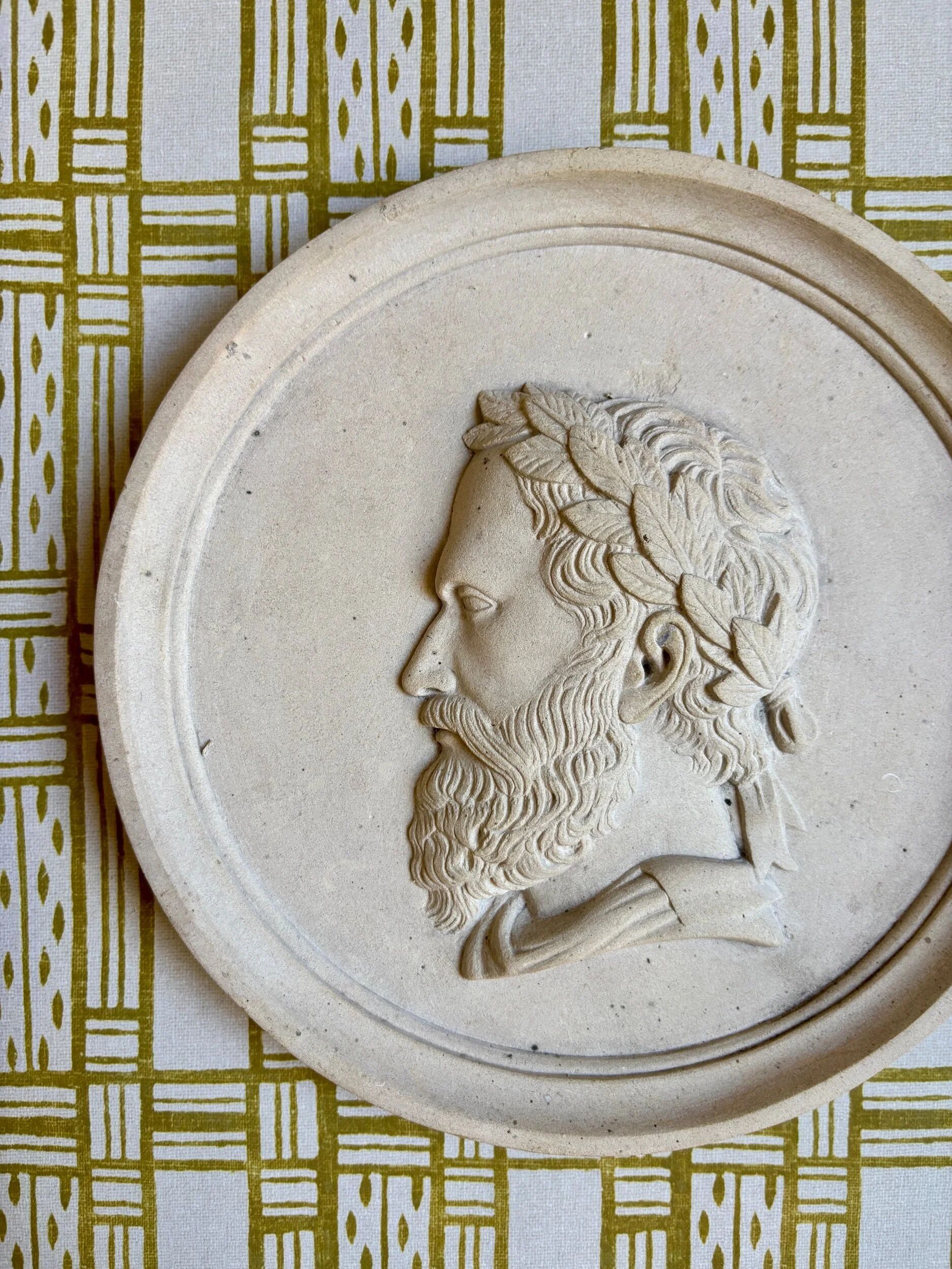 Wall medallion, antique-style plaster portrait