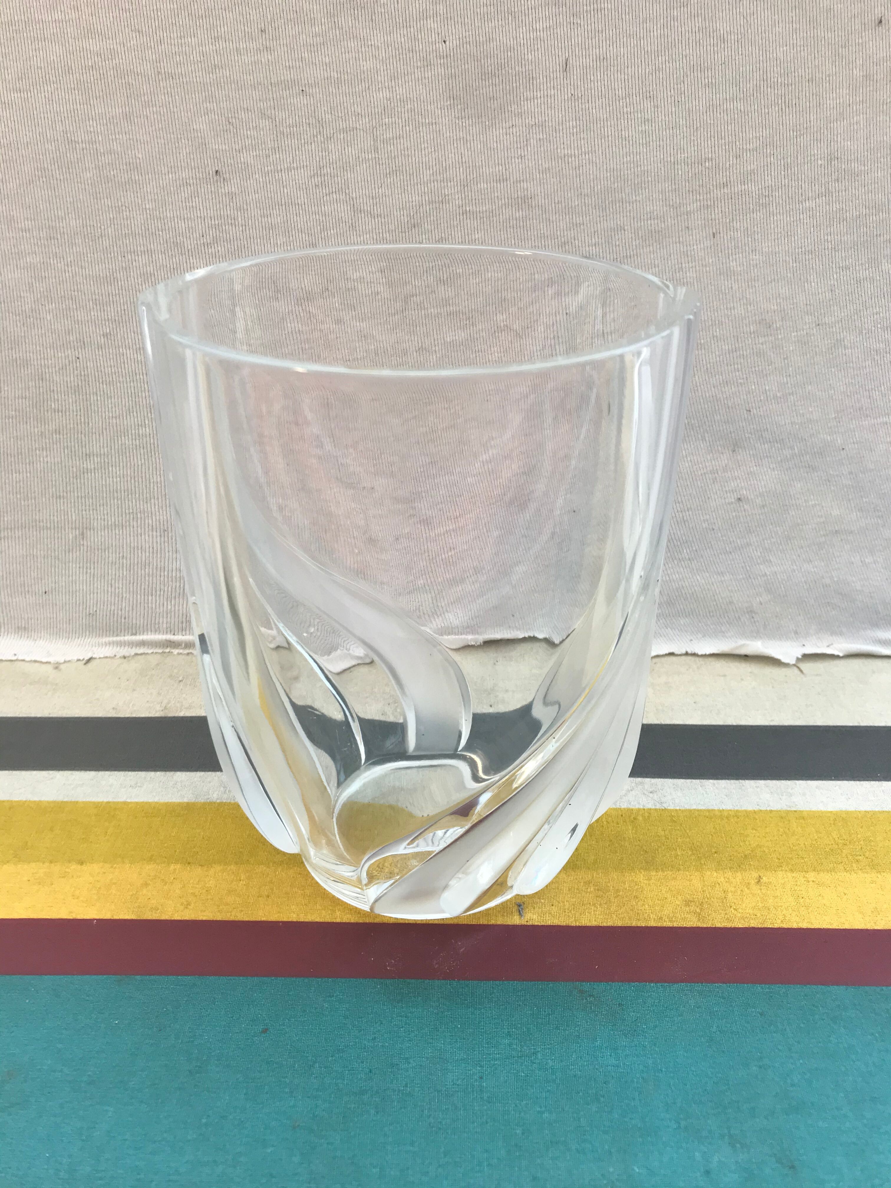 Ancient art deco moulded glass vase - vintage design decorated decor