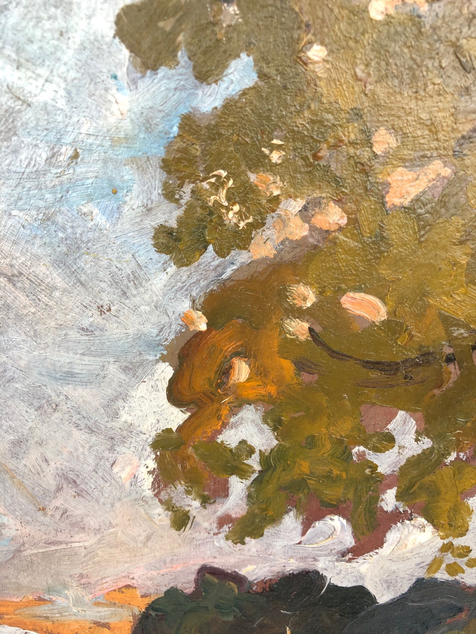 Oil on panel "Park of the Palace of Versailles" signed R. Chartier, late 19th century.