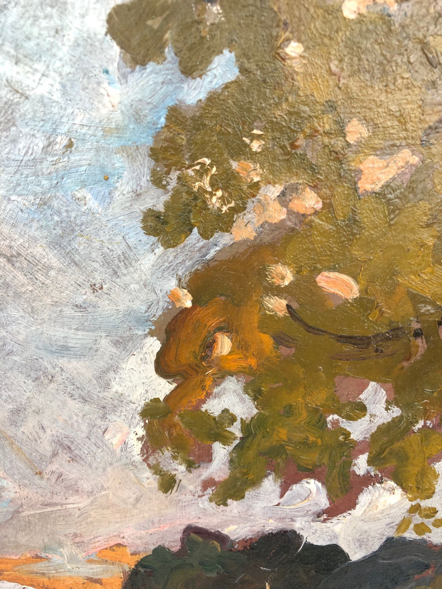 Oil on panel "Park of the Palace of Versailles" signed R. Chartier, late 19th century.