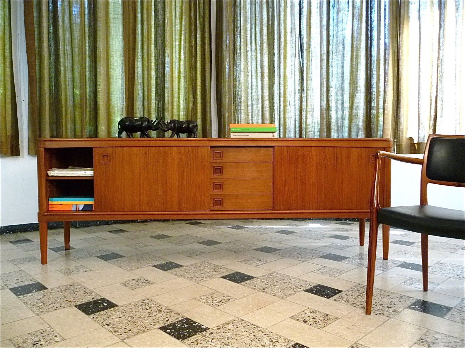 Mid-century Danish modern teak sideboard by Henry W. Klein for Bramin 1960s
