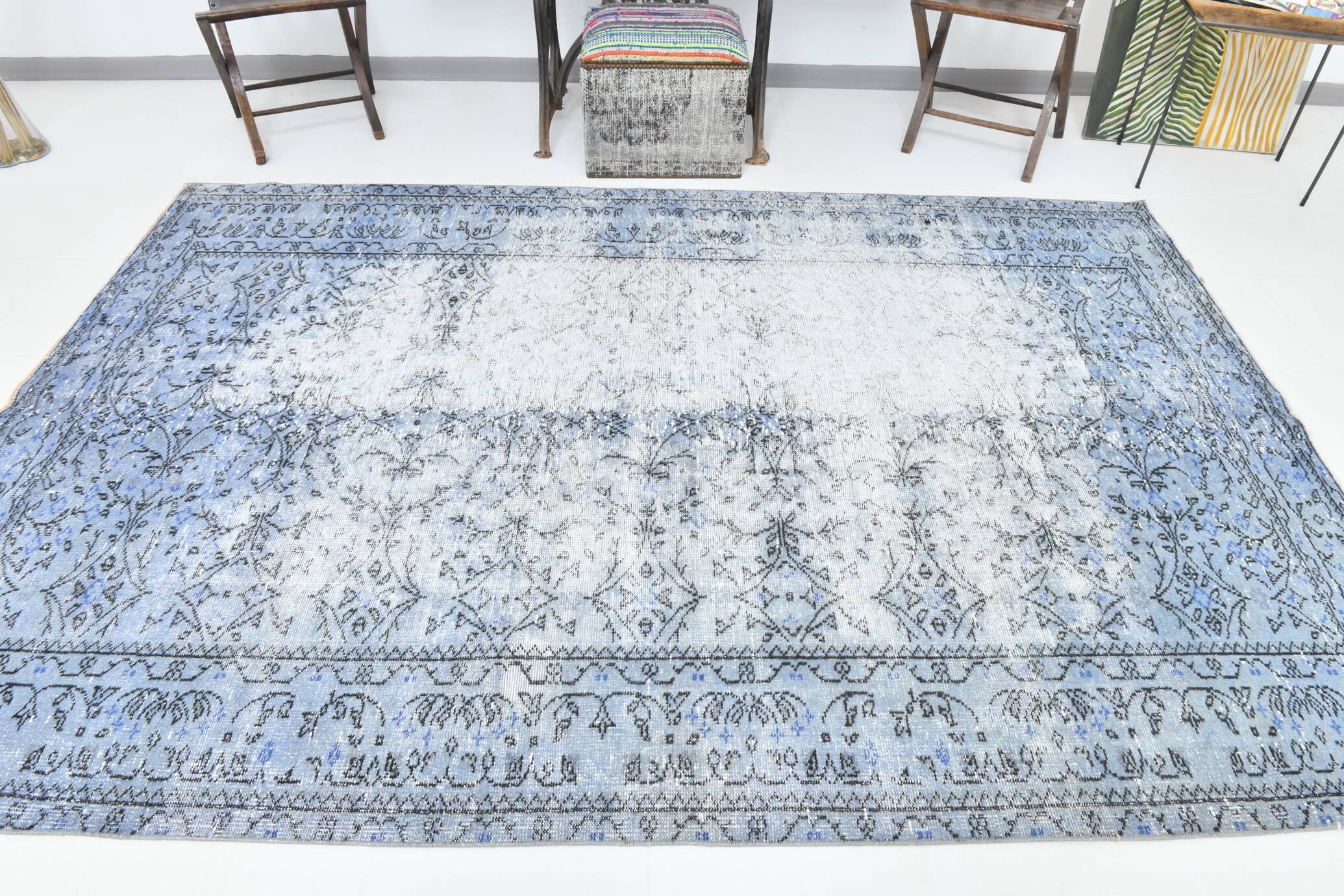 6x9 Soft Pastel Blue Turkish Vintage Rug, 189x284Cm SK 2052 FREE SHIPPING
