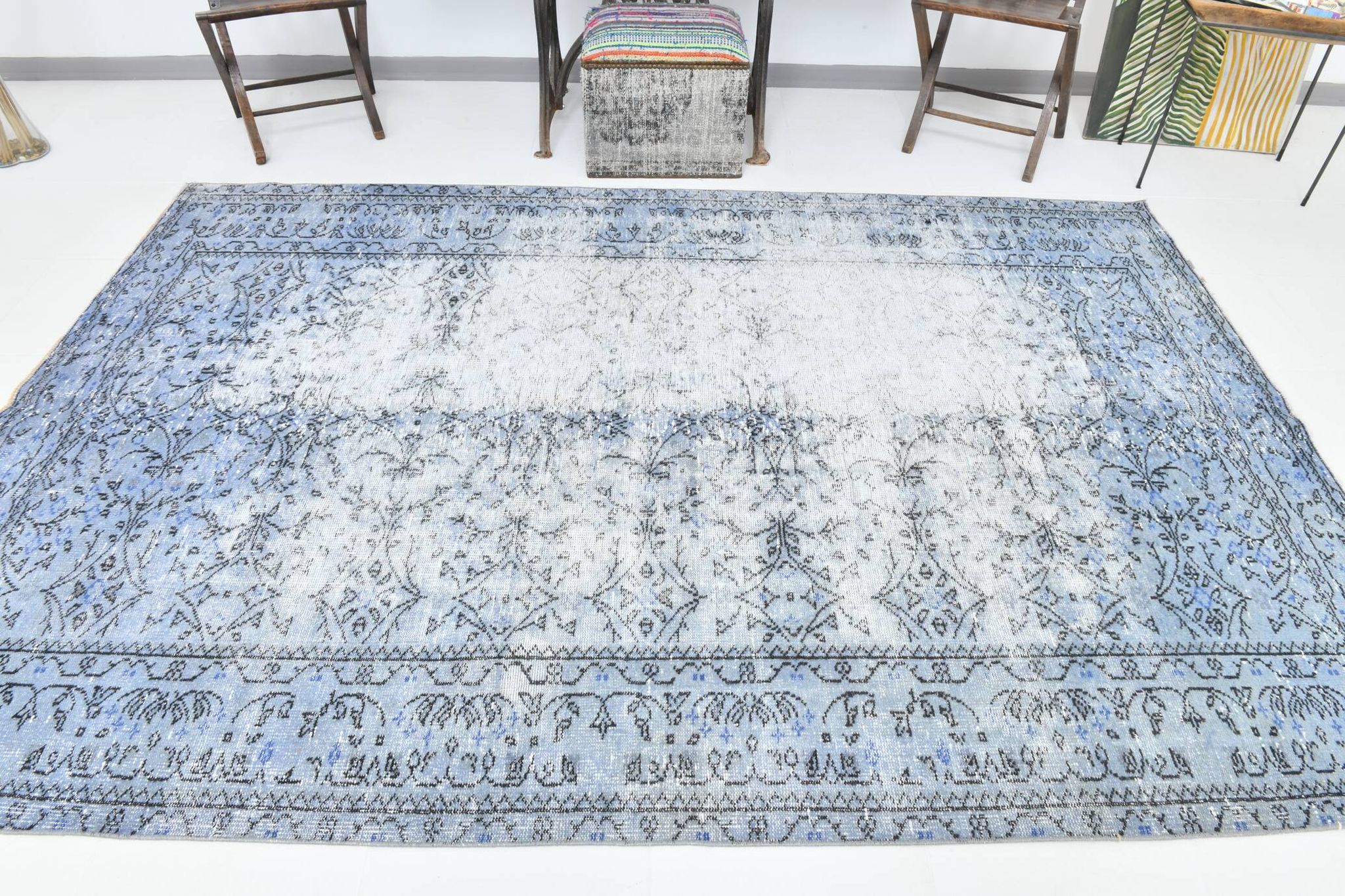 6x9 Soft Pastel Blue Turkish Vintage Rug, 189x284Cm SK 2052 FREE SHIPPING