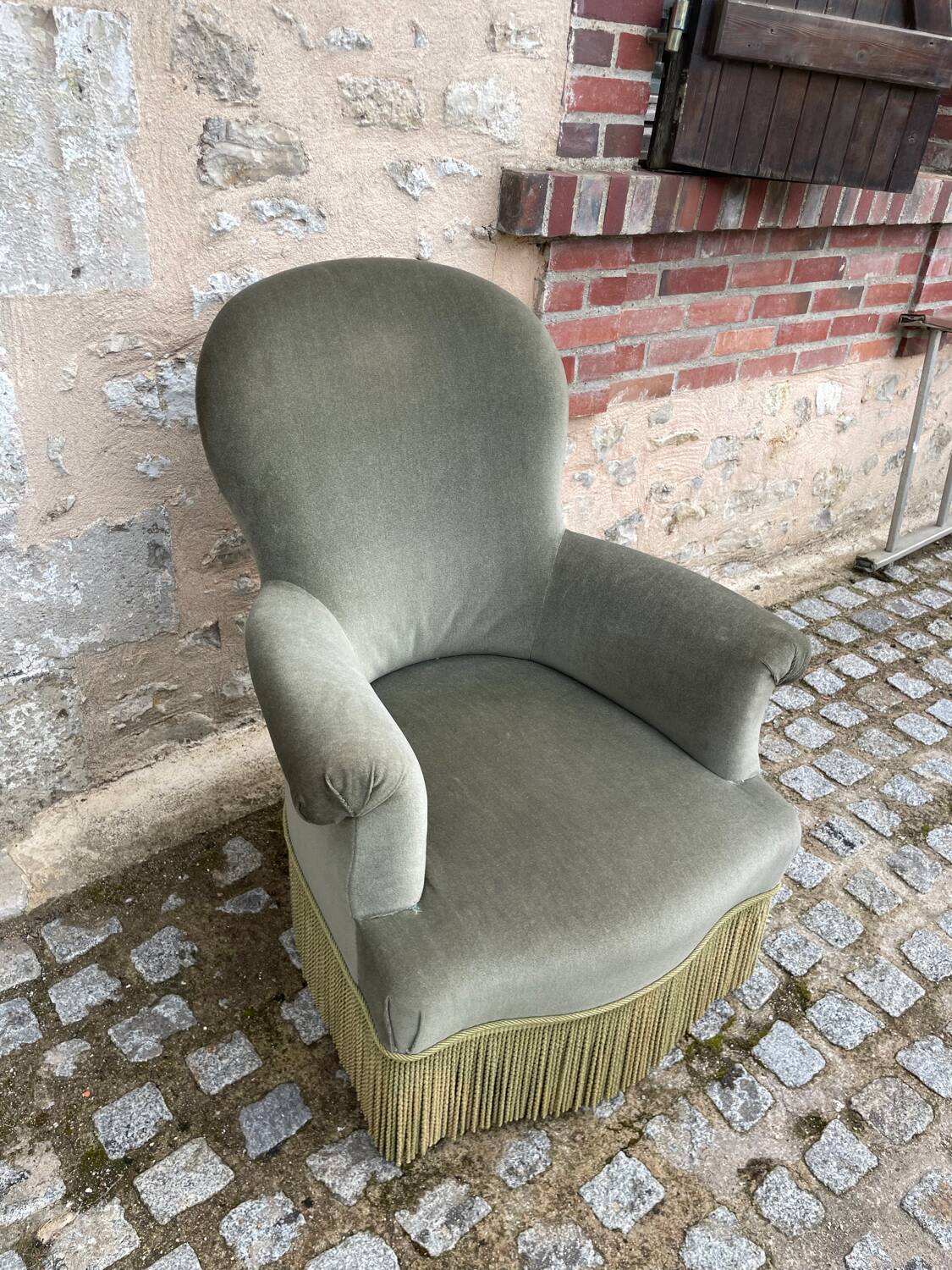 Fauteuil crapaud velours vert