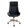 Designer office chair walnut black leather