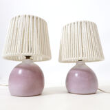 Pair of bedside lamps, rope blinds