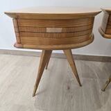 Paire de table de chevet vintage tripode années 50