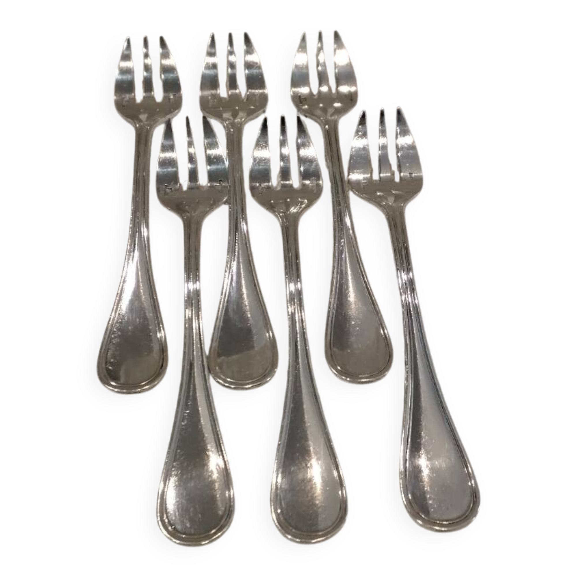 6 silver-plated oyster forks by Christofle, Albi pattern
