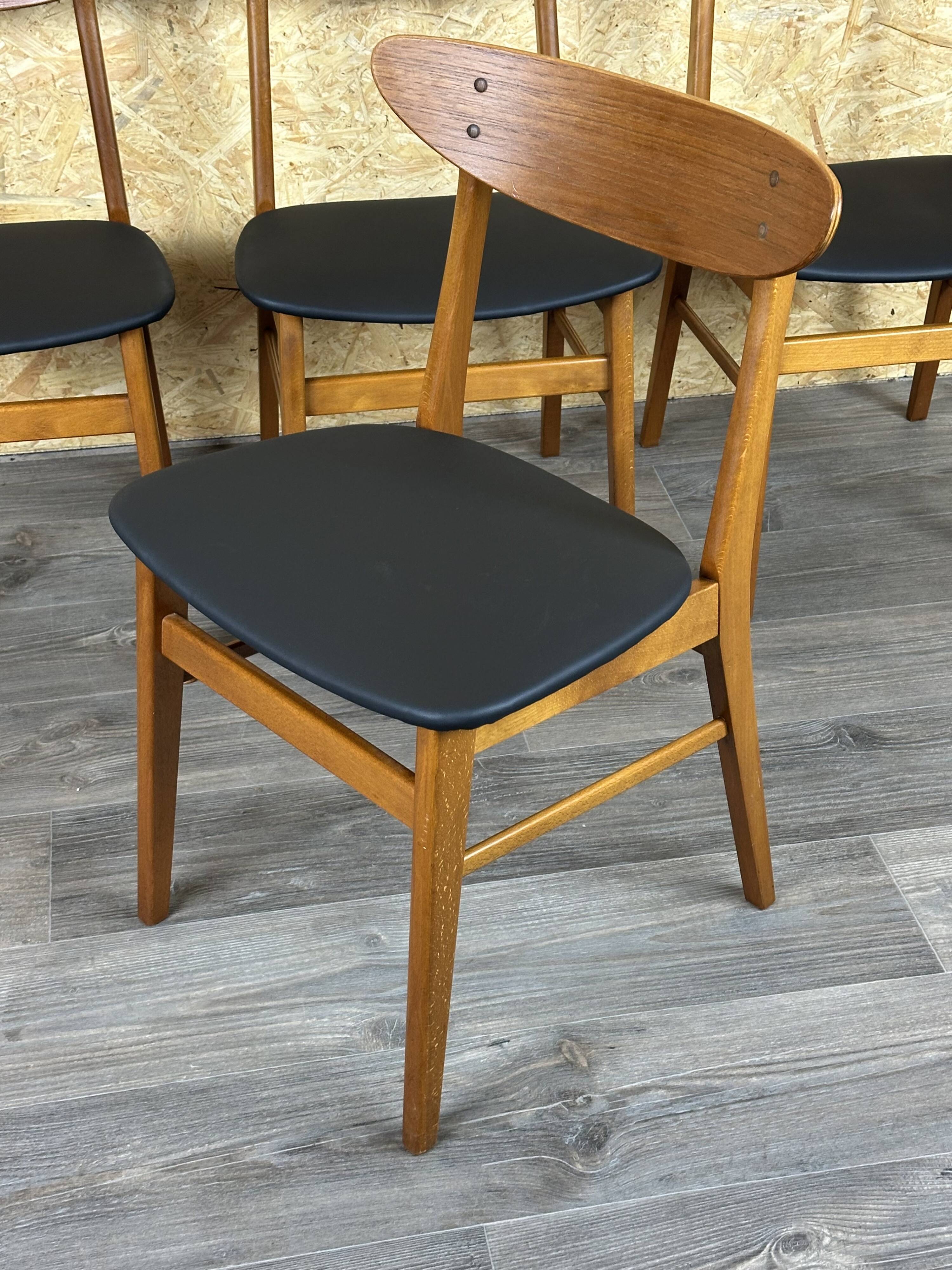 4x 60s 70s Teak Dining Room Chairs Danish Modern Design