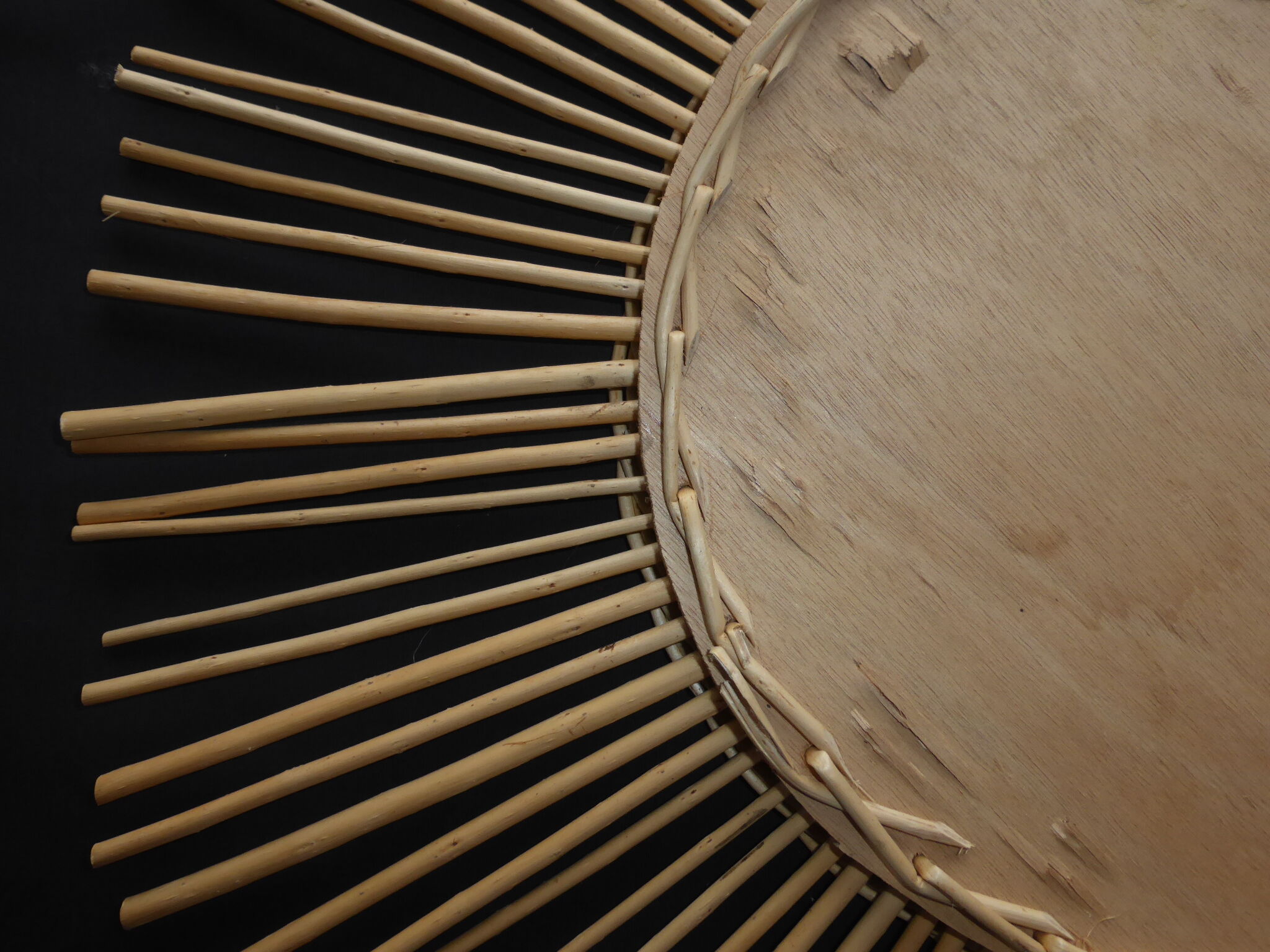 Vintage sun mirror in rattan 60/70s, 59cm