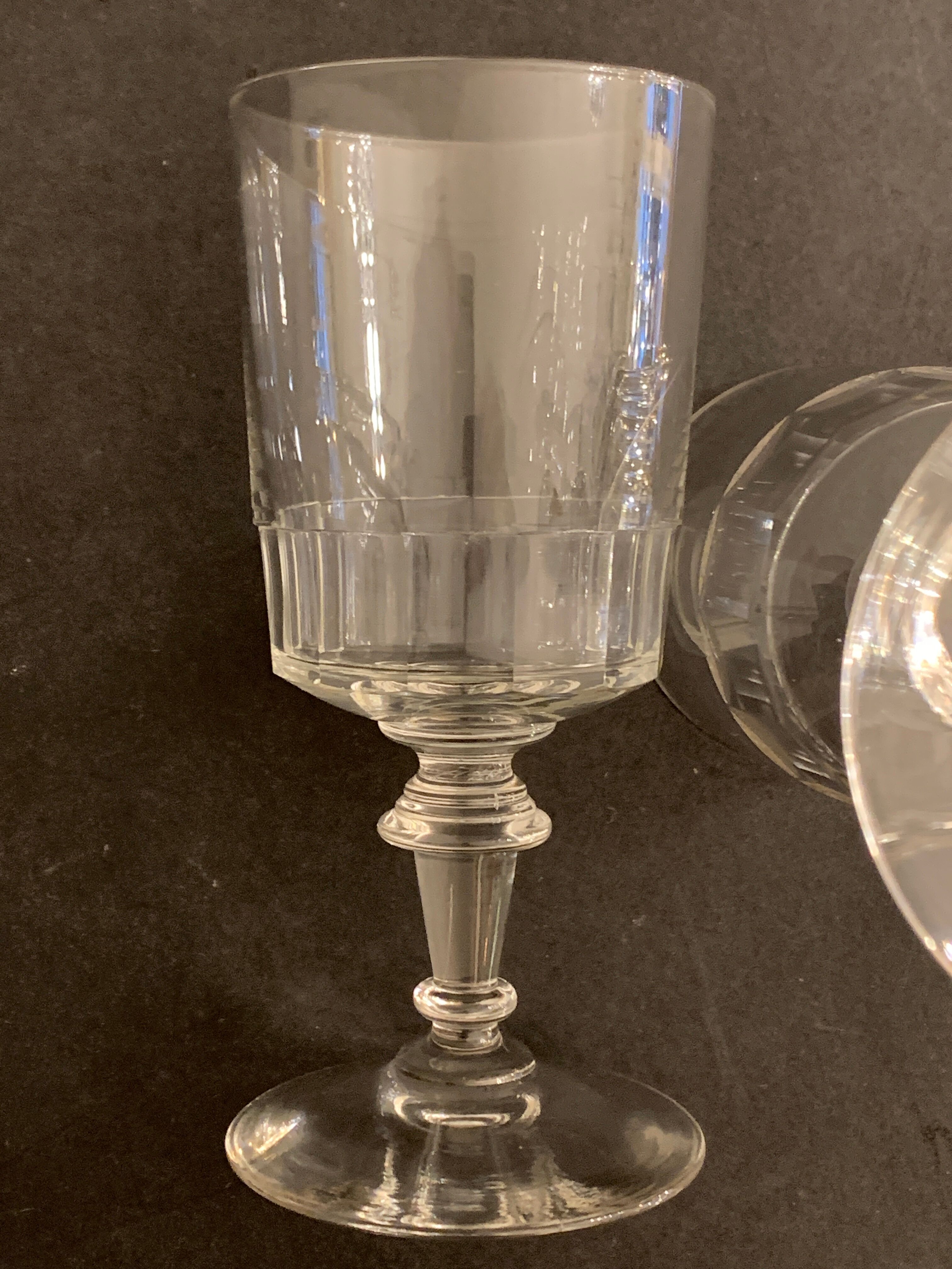 8 old blown glasses, with cut sides, Mirabeau model from Baccarat